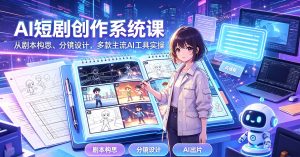 AI短剧创作系统课｜ 从剧本构思、分镜设计，多款主流AI工具实操