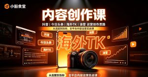 小豁食堂·内容创作课 包含抖音，今日头条，海外tk，油管等运营创作思路